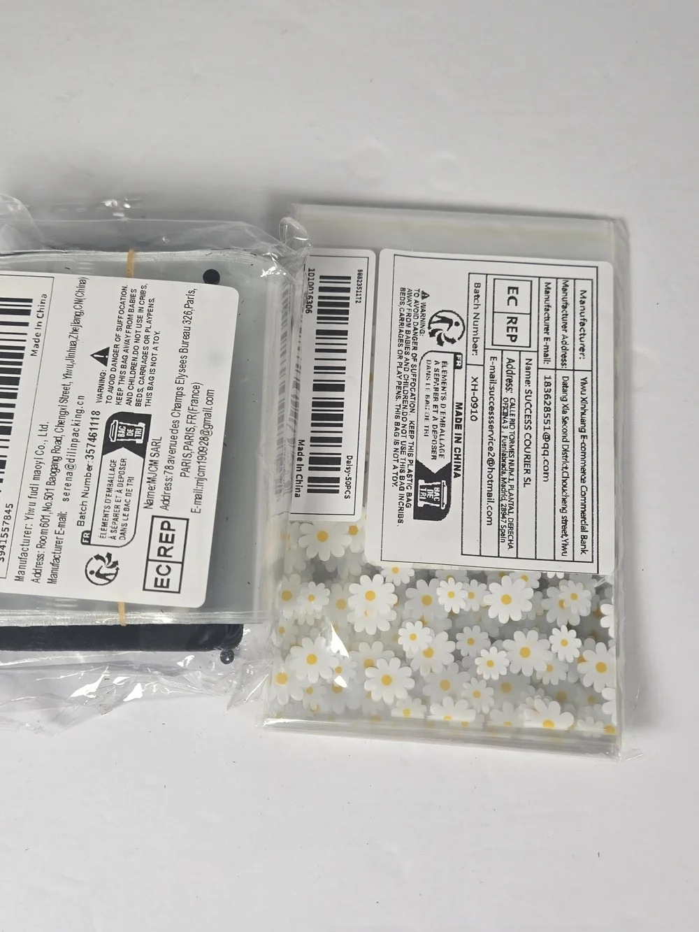 Black Jewelry Display Cards and Clear Packaging Bags Lot Daisy Print bags New